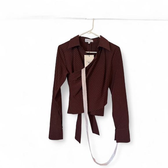 Batul the Collection Diala Top/Skirt X Small Maroon Striped 2 Piece - Picture 7 of 10